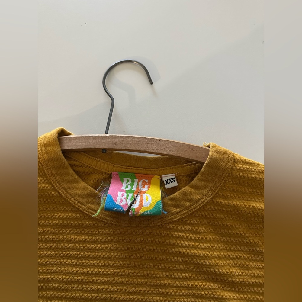 Big Bud Press Honeycomb Thermal Oversized Long Sleeve Tee XXS Spicy Mustard? - Picture 5 of 6